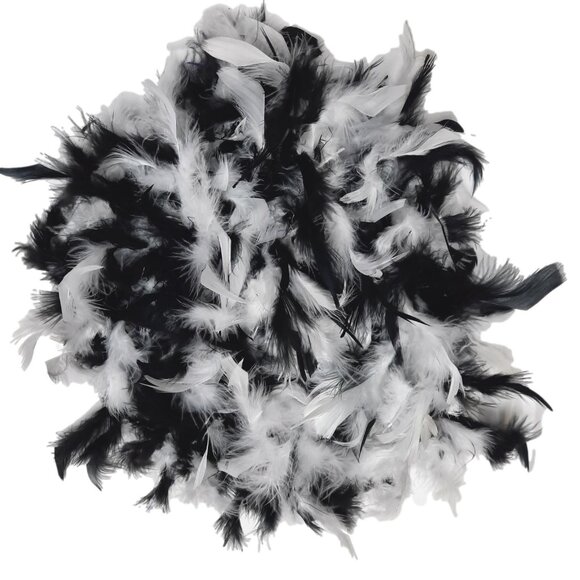 Black and White Mix 3 Ct Chandelle Feather Boa 45 gm 2 yds - Picture 1 of 2